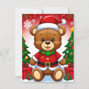 Anbetungswürdiger Teddybär im Santa-Anzug Postkarte
