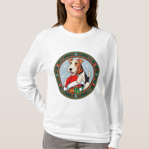Anbetungswürdiger Weihnachtshund mit Santa-Hut T-Shirt