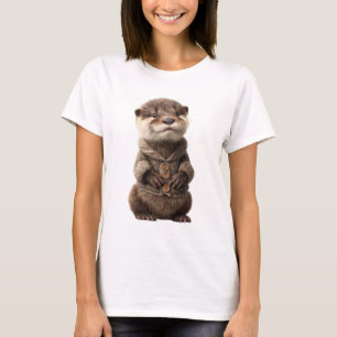 Anbetungswürdiges Baby Otter in einem gemütlichen T-Shirt