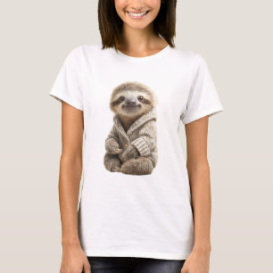 Anbetungswürdiges Faultierbaby in einem gemütliche T-Shirt