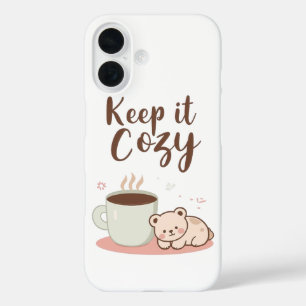 Anbetungswürdiges "Keep it Cozy" Winter Grafik iPhone 16 Hülle