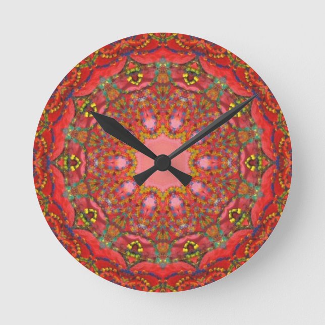 Anca Sofia: Fraktale/Mandala, digitale Kunst Runde Wanduhr (Vorderseite)