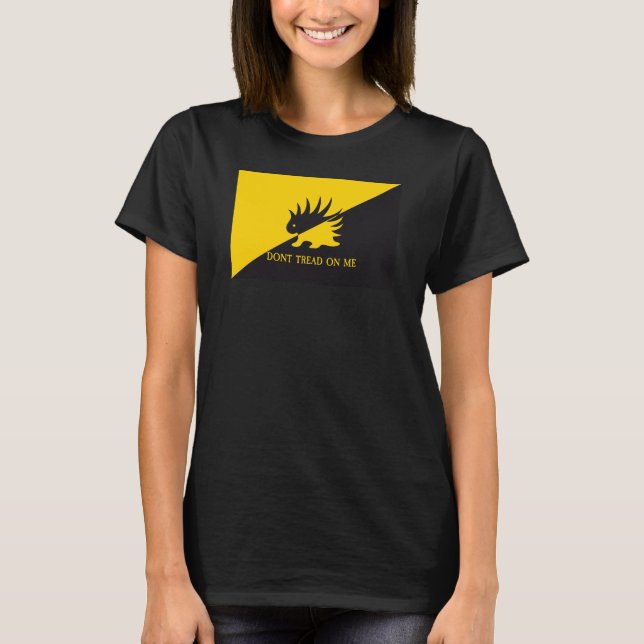 Ancap-Flagge Porcupine Logo Gadsden Flagge Parody- T-Shirt (Vorderseite)