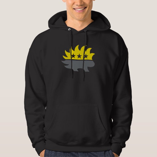 Ancap-Flagge Porcupine Logo schwarz-gelb Logo Hoodie (Vorderseite)