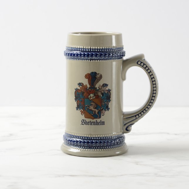Ancestral Familienwappen für Shetenhelm Zwei-Tonen Bierglas (Rechts)