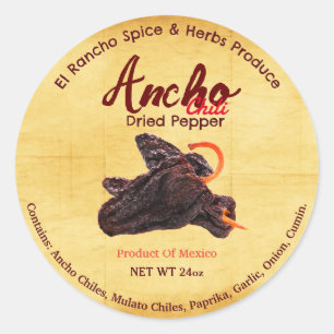 Ancho Getrockneter Chili-Aufkleber Runder Aufkleber