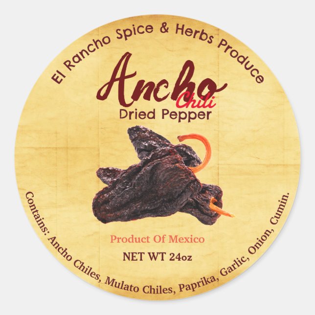 Ancho Getrockneter Chili-Aufkleber Runder Aufkleber (Vorderseite)