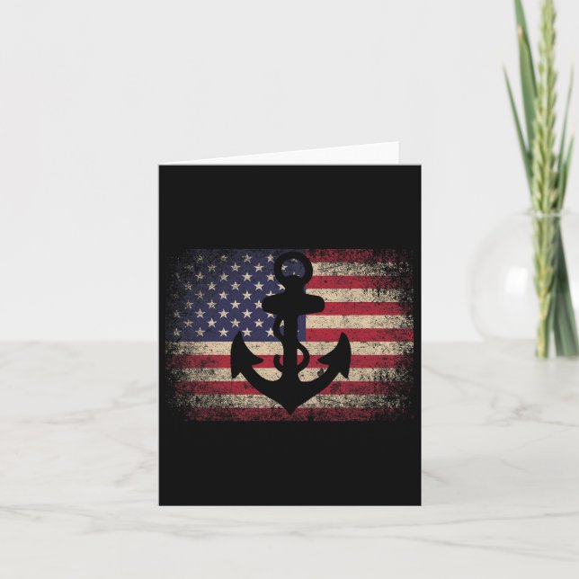 Anchor 4. Juli Geschenk American Flag - Boot Saili Karte (Vorderseite)