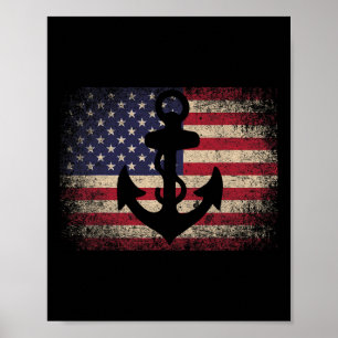 Anchor 4. Juli Geschenk American Flag - Boot Saili Poster