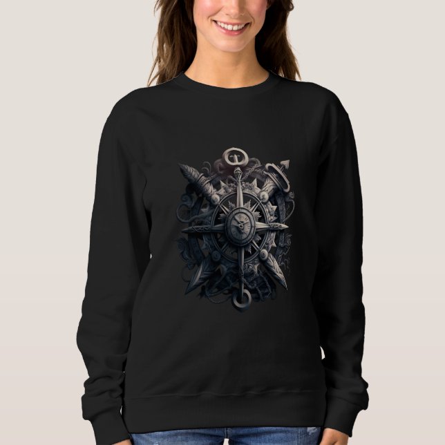 Anchor and compass from sailing ship maritime sea  sweatshirt (Vorderseite)