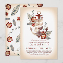 Anchor Beach Nautical Tropical Engagement Party Einladung