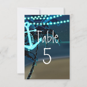 Anchor Beach Palm Tree Wedding Tischnummer Card