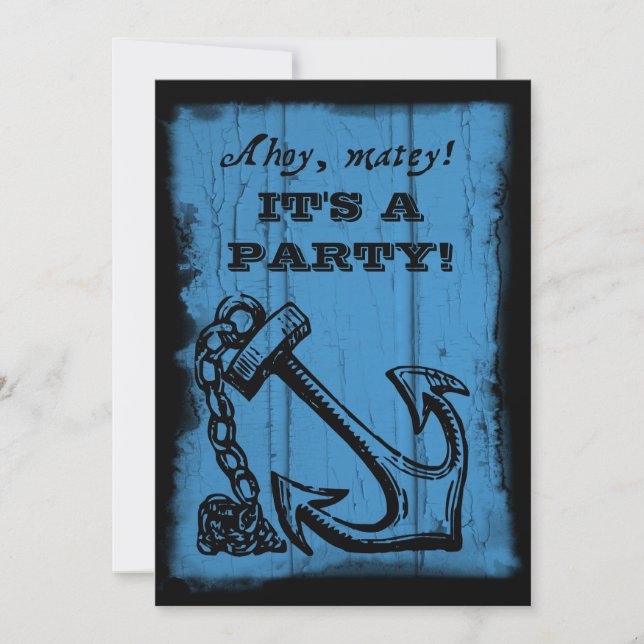 Anchor Blue Birthday Party Einladung (Vorderseite)