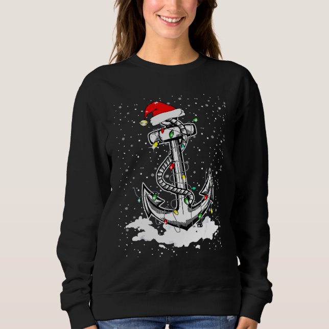 Anchor Boating Segelboot Weihnachtsbaum Lichter Sa Sweatshirt (Vorderseite)