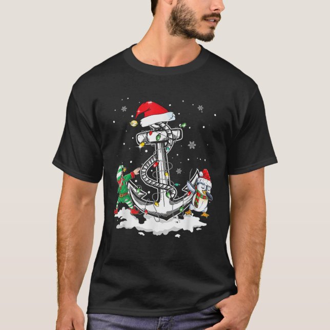 Anchor Bootfahren Weihnachtsangeln Weihnachtsmannm T-Shirt (Vorderseite)