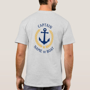 Anchor Captain Boat Name Gold Laurel Zwei Seiten T-Shirt