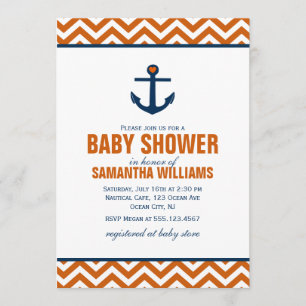 Anchor & Chevrons Nautical Baby Dusche {Mandarine} Einladung