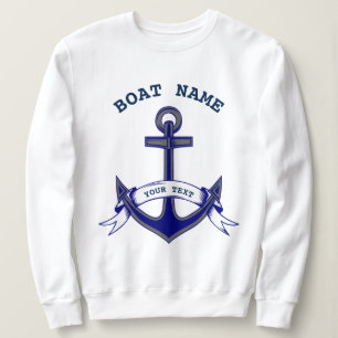 Anchor Custom Nautical Blue White Ladys Sweatshirt