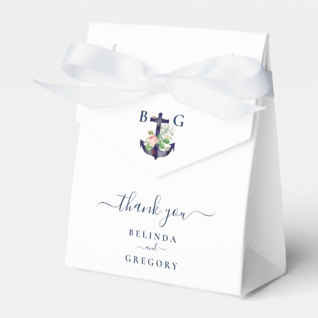 Anchor Floral Nautical Summer Wedge Geschenkschachtel (Vorderseite)