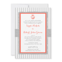 Anchor Gray Stripes Coral Wedding