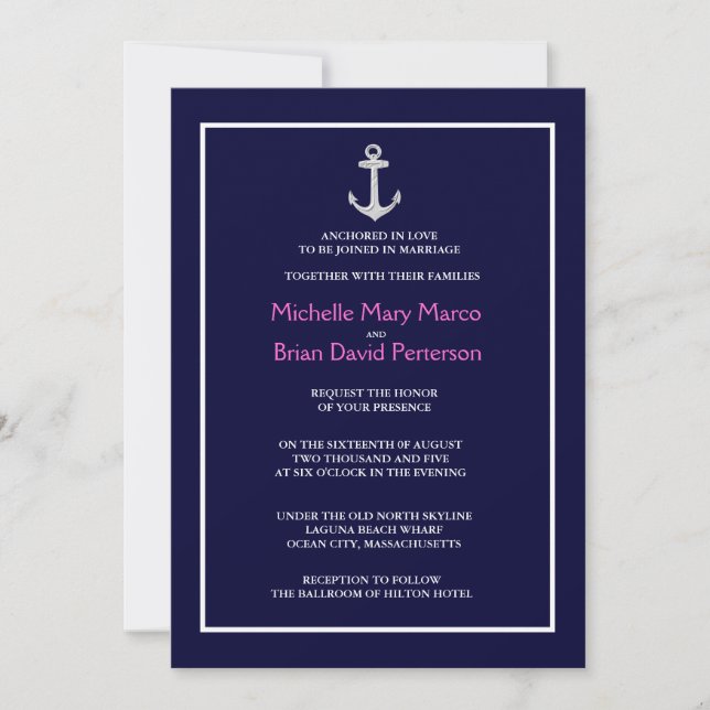 ANCHOR l Nautical Destination Themed Hochzeit Einladung (Vorderseite)