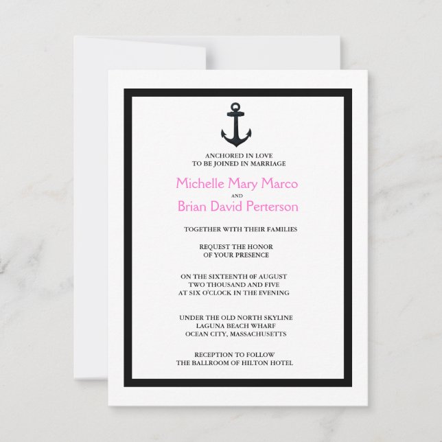 ANCHOR l Nautical Destination Themed Hochzeit Einladung (Vorderseite)