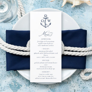 Anchor Monogram Nautical Wedding Menükarte
