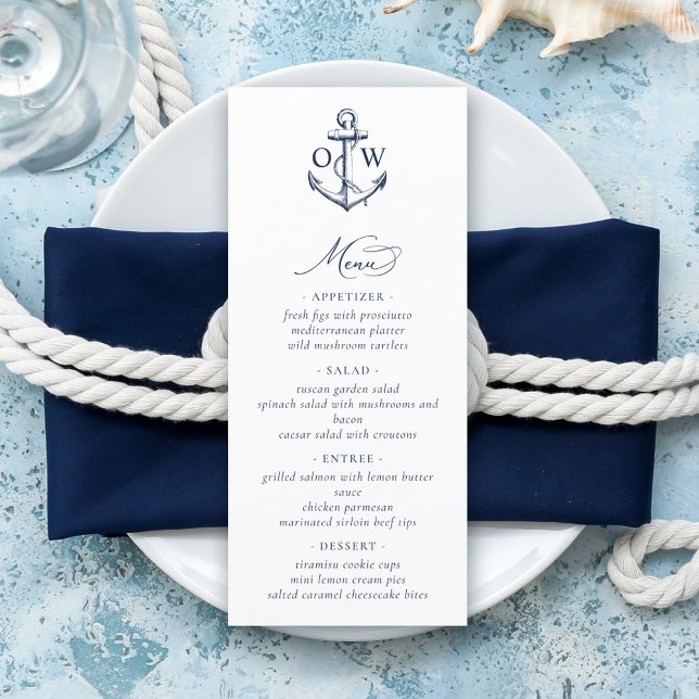 Anchor Monogram Nautical Wedding Menükarte (Von Creator hochgeladen)