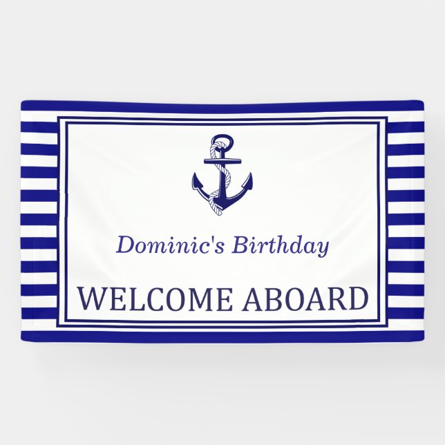 Anchor, Nautical Banner, Navy - Banner (Horizontal)