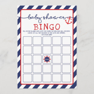 Anchor Nautical Bingo Baby Shower Game Ahoy Boy Einladung