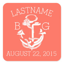 Anchor Nautical Coral Monogram