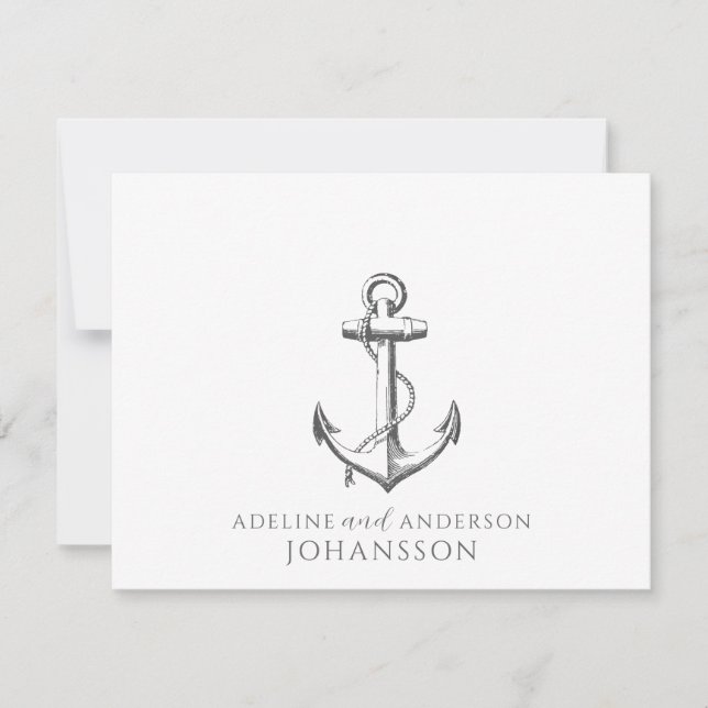 Anchor Nautical Couple Names Mitteilungskarte (Vorderseite)