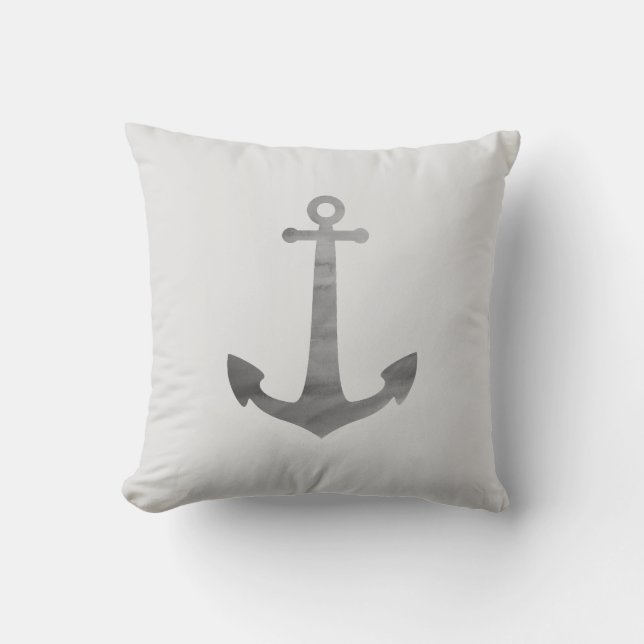 Anchor Nautical Gray Beach Decke Kissen (Vorderseite)