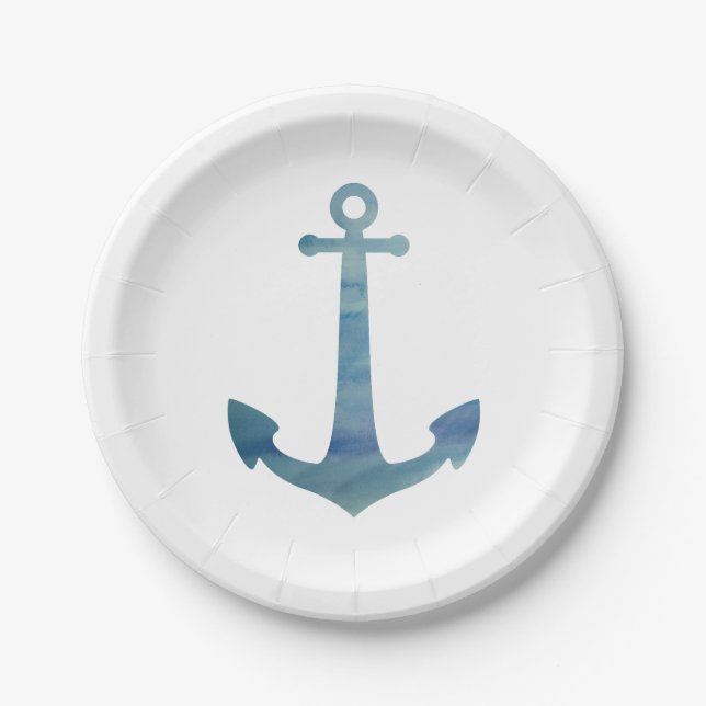 Anchor Nautical Happy Birthday Party Teller (Vorderseite)