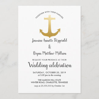 Anchor Nautical Imitats Goldfolie| Hochzeit im Oze Einladung