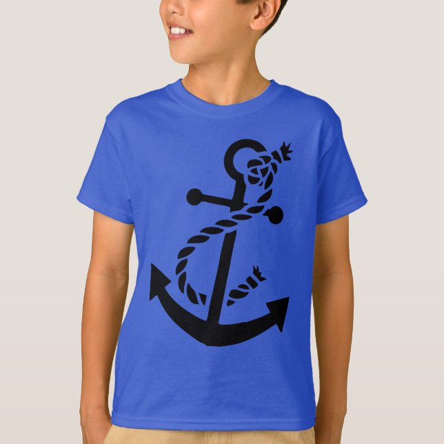 Anchor Nautical Marine Themed des Schwarzen Schiff T-Shirt (Vorderseite)