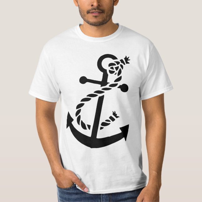 Anchor Nautical Marine Themed des Schwarzen Schiff T-Shirt (Vorderseite)