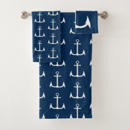 Anchor Nautical Navy Blue Bath Handtuch Set