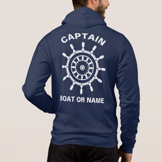 Anchor Nautical Navy Blue Boot Captain Hoodie (Rückseite)