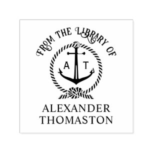 Anchor Nautical Rope Library Book Name 2 Initial Permastempel