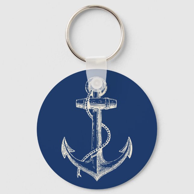 Anchor Nautical Schlüsselanhänger Gift Navy Blue W (Vorderseite)