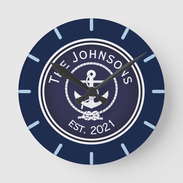 Anchor Nautical Siegel   Runde Wanduhr (Vorderseite)