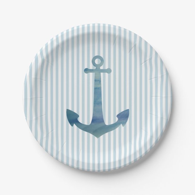 Anchor Nautical Stripe Beach Party Teller (Vorderseite)