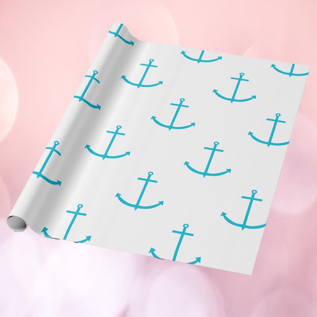 Anchor Nautical Turquoise Muster Geschenkpapier (Wrapping paper with a pattern of turquoise anchors)