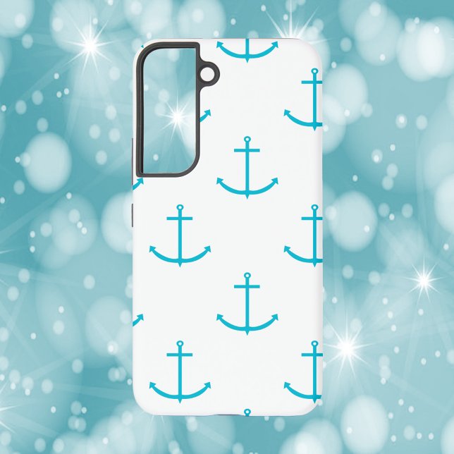 Anchor Nautical Turquoise Muster Samsung Galaxy Hülle (A phone case with a pattern of turquoise anchors)