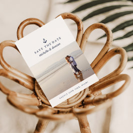 ANCHOR NAUTICAL WEDD Foto SAVE THE DATE Ankündigungspostkarte