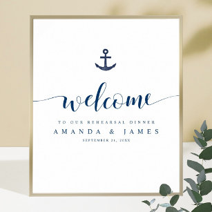Anchor Nautical Wedding Probe Dinner Willkommen Poster