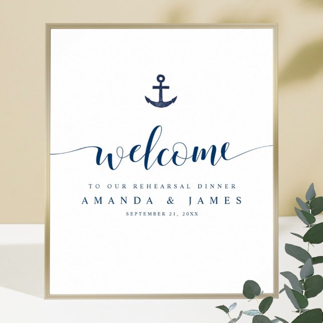 Anchor Nautical Wedding Probe Dinner Willkommen Poster (Von Creator hochgeladen)