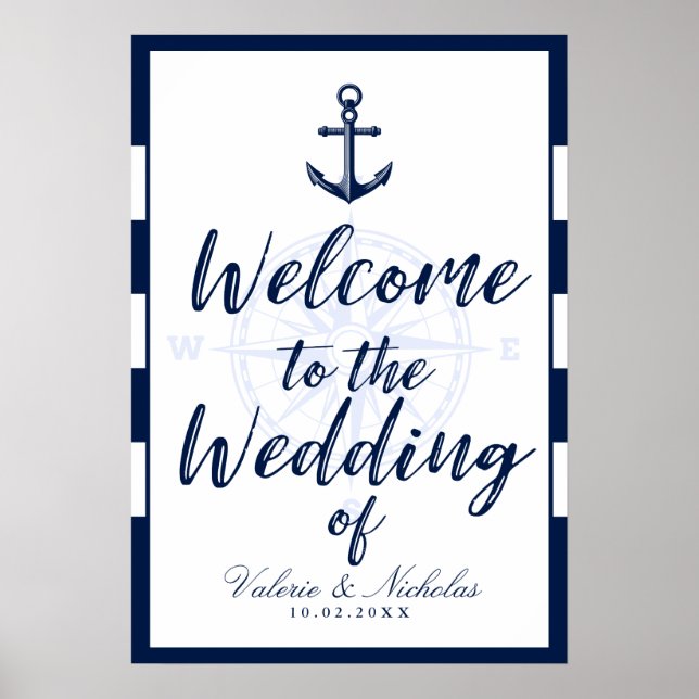 Anchor | Nautische Hochzeit | Begrüßung Poster (Vorne)