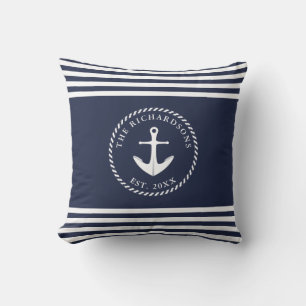 Anchor Navy Blau und Weiß Strickküstenstil Kissen